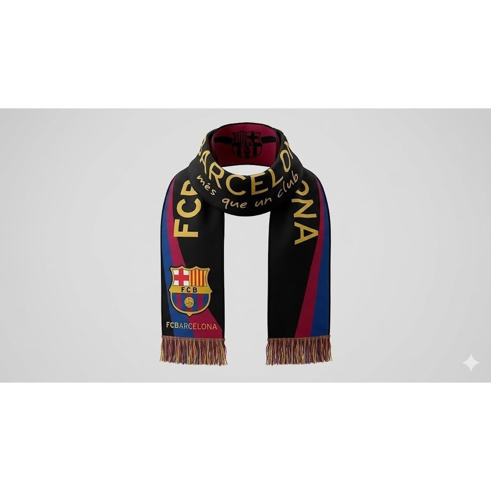 FC Barcelona Soccer Scarf Block Core Gorpcore Reversible Fan Muffler